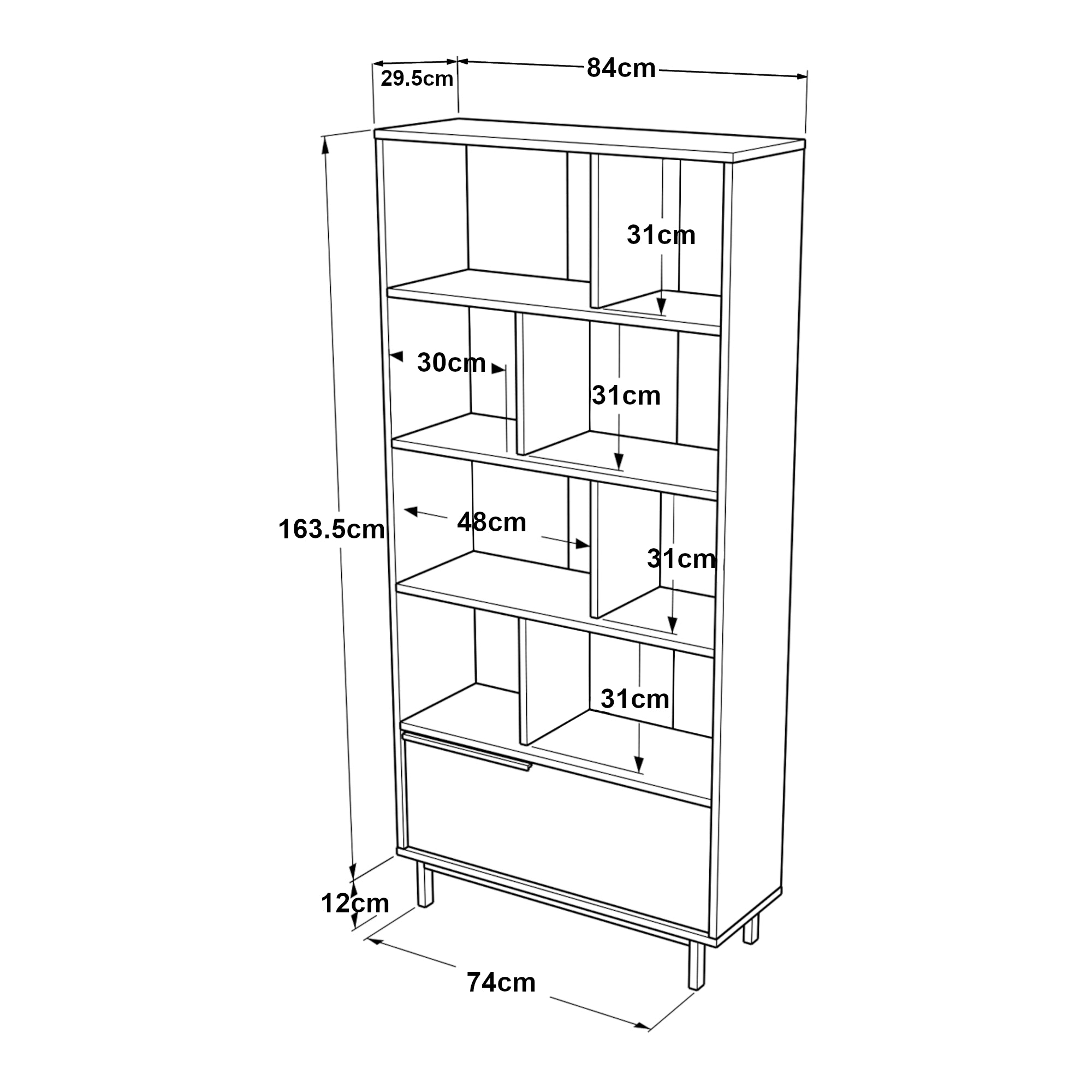 Libreria Kvænangen Scaffale Espositore 175x84x29 cm Rovere / Rattan [en.casa]