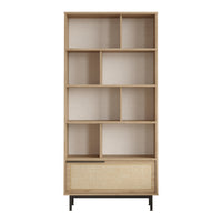Libreria Kvænangen Scaffale Espositore 175x84x29 cm Rovere / Rattan [en.casa]