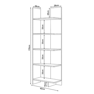Libreria Vireftere a 5 Ripiani 176 x 62 x 29 cm - Effetto Legno [en.casa]