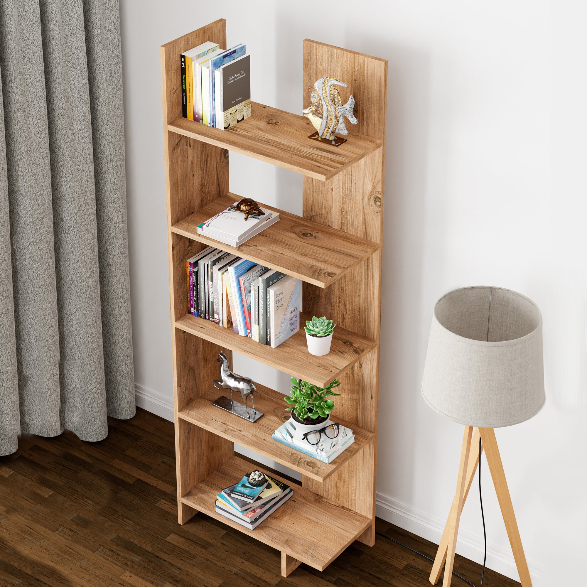 Libreria Vireftere a 5 Ripiani 176 x 62 x 29 cm - Effetto Legno [en.casa]