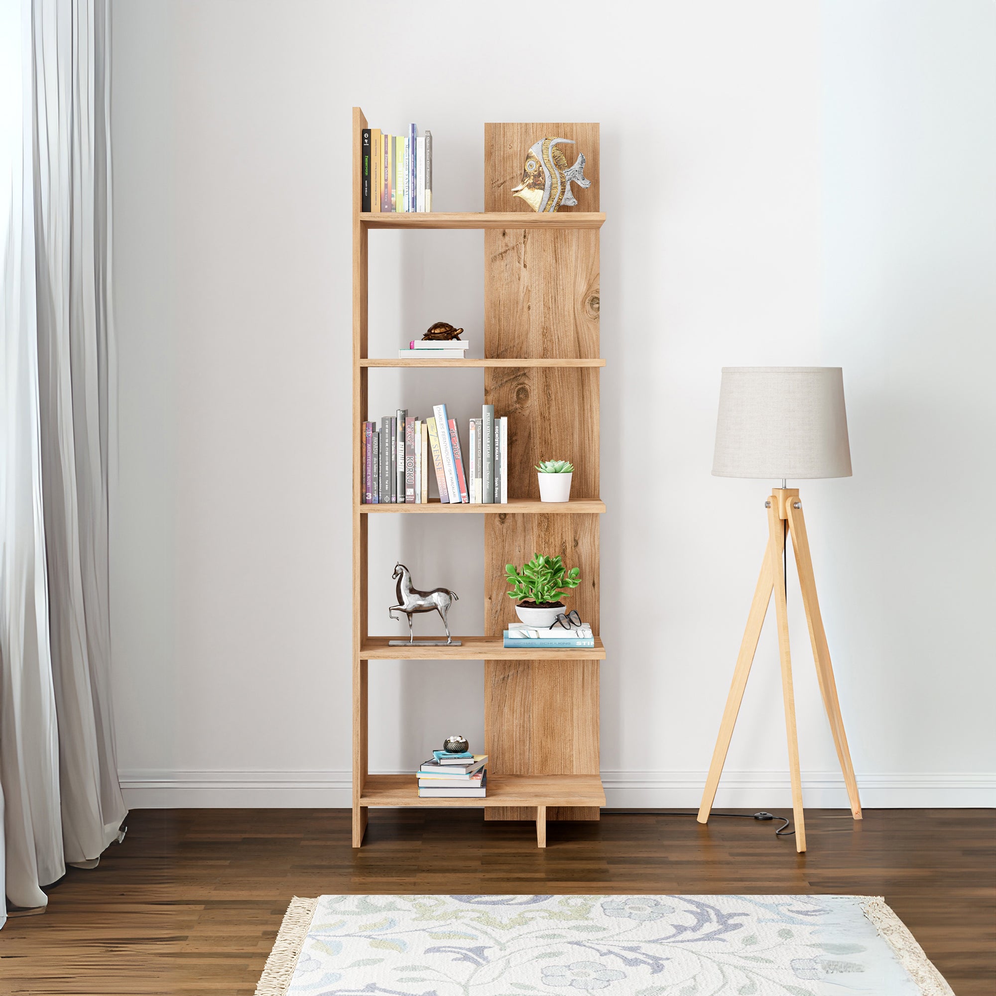 Libreria Vireftere a 5 Ripiani 176 x 62 x 29 cm - Effetto Legno [en.casa]