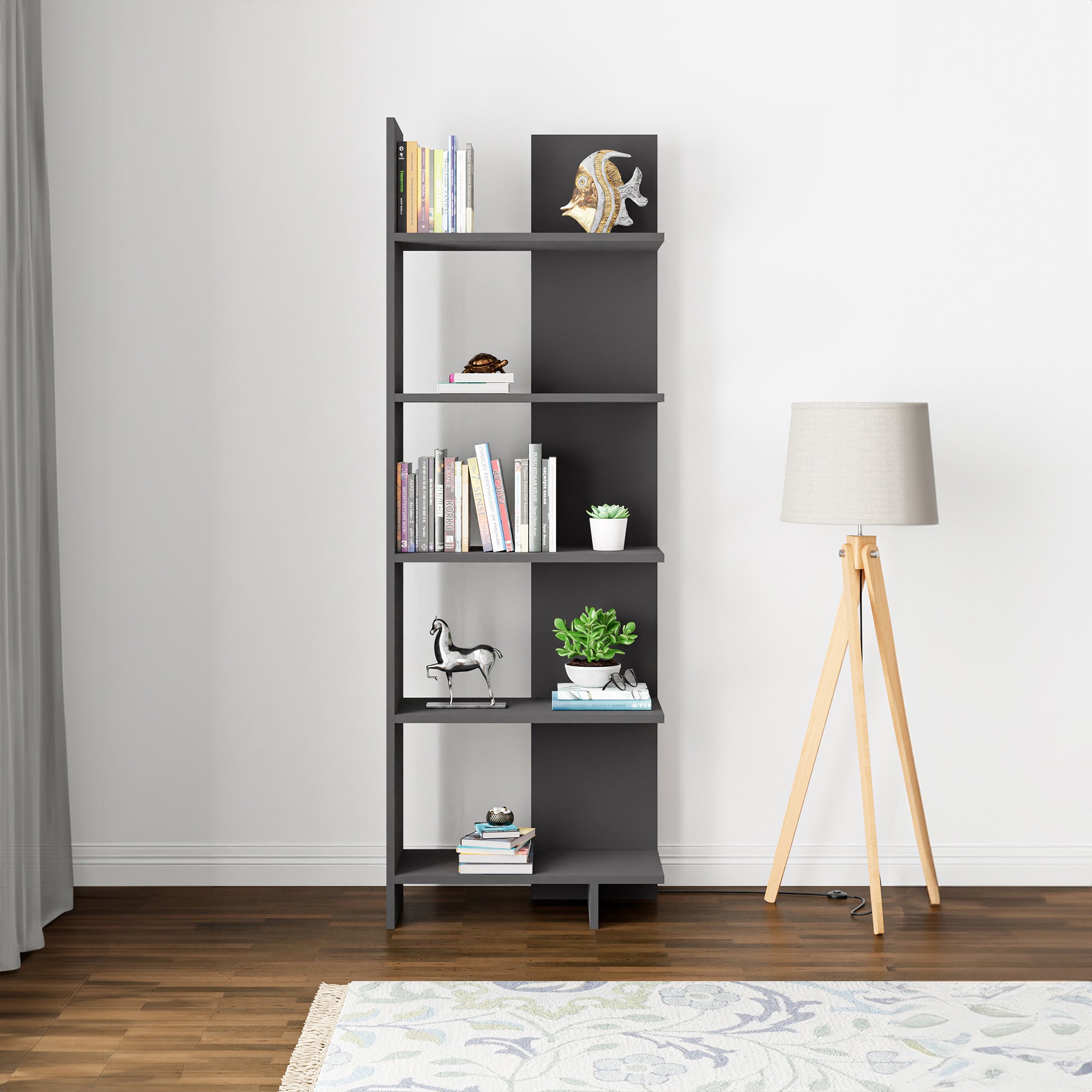 Libreria Vireftere a 5 Ripiani 176 x 62 x 29 cm - Grigio [en.casa]
