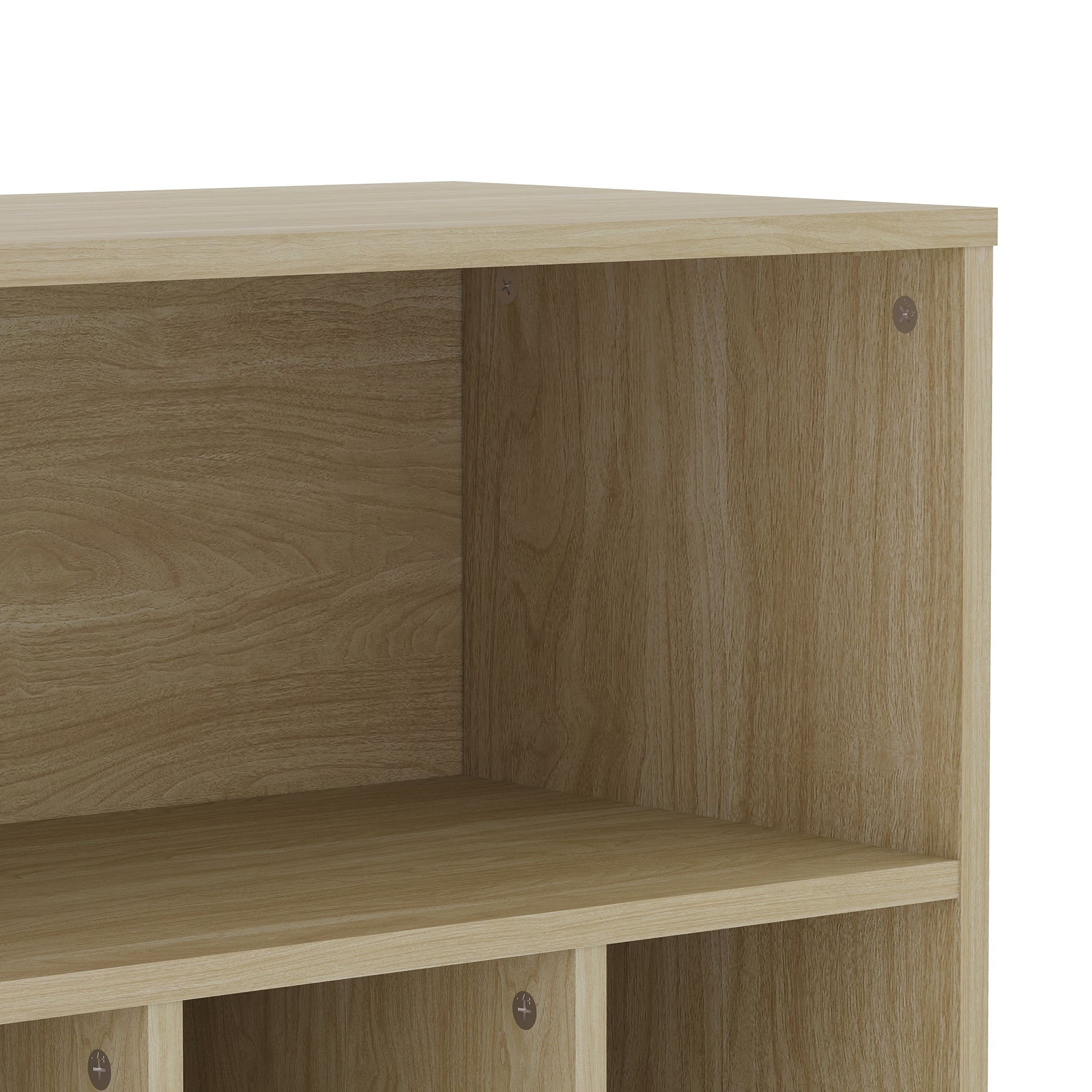 Libreria Kistiandi con 6 Vani Aperti e Cassetto 137 x 60 x 35 cm - Effetto Rovere Chiaro [en.casa]