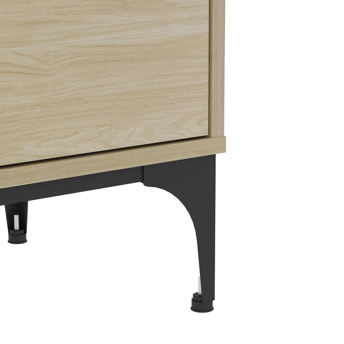 Libreria Kistiandi con 6 Vani Aperti e Cassetto 137 x 60 x 35 cm - Effetto Rovere Chiaro [en.casa]