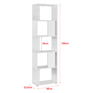 Libreria a 5 Ripiani 159 x 45 x 23,5 cm Scaffale in Design Moderno Mobile Portaoggetti per Soggiorno - Bianco
