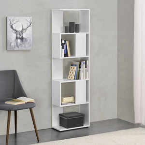 Libreria a 5 Ripiani 159 x 45 x 23,5 cm Scaffale in Design Moderno Mobile Portaoggetti per Soggiorno - Bianco