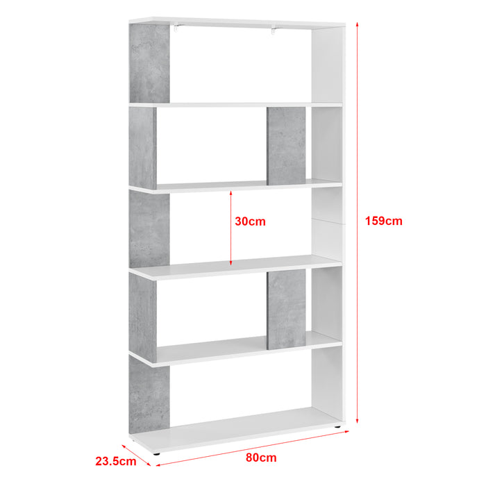 Libreria a 5 Ripiani 159 x 80 x 23,5 cm Scaffale in Design Moderno Mobile Divisorio Portaoggetti / Organizzatore per