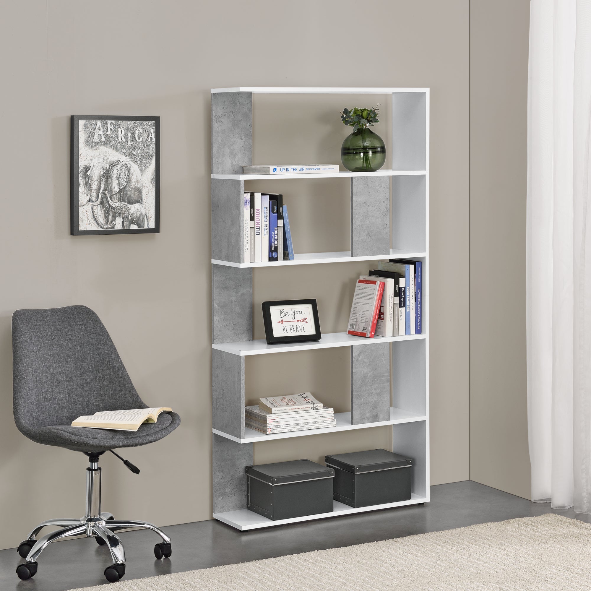 Libreria a 5 Ripiani 159 x 80 x 23,5 cm Scaffale in Design Moderno Mobile Divisorio Portaoggetti / Organizzatore per