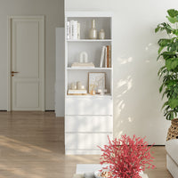 Libreria LES con 3 Scomparti e 3 Cassetti Scaffale Contenitore 180x60x35 cm Bianco [en.casa]
