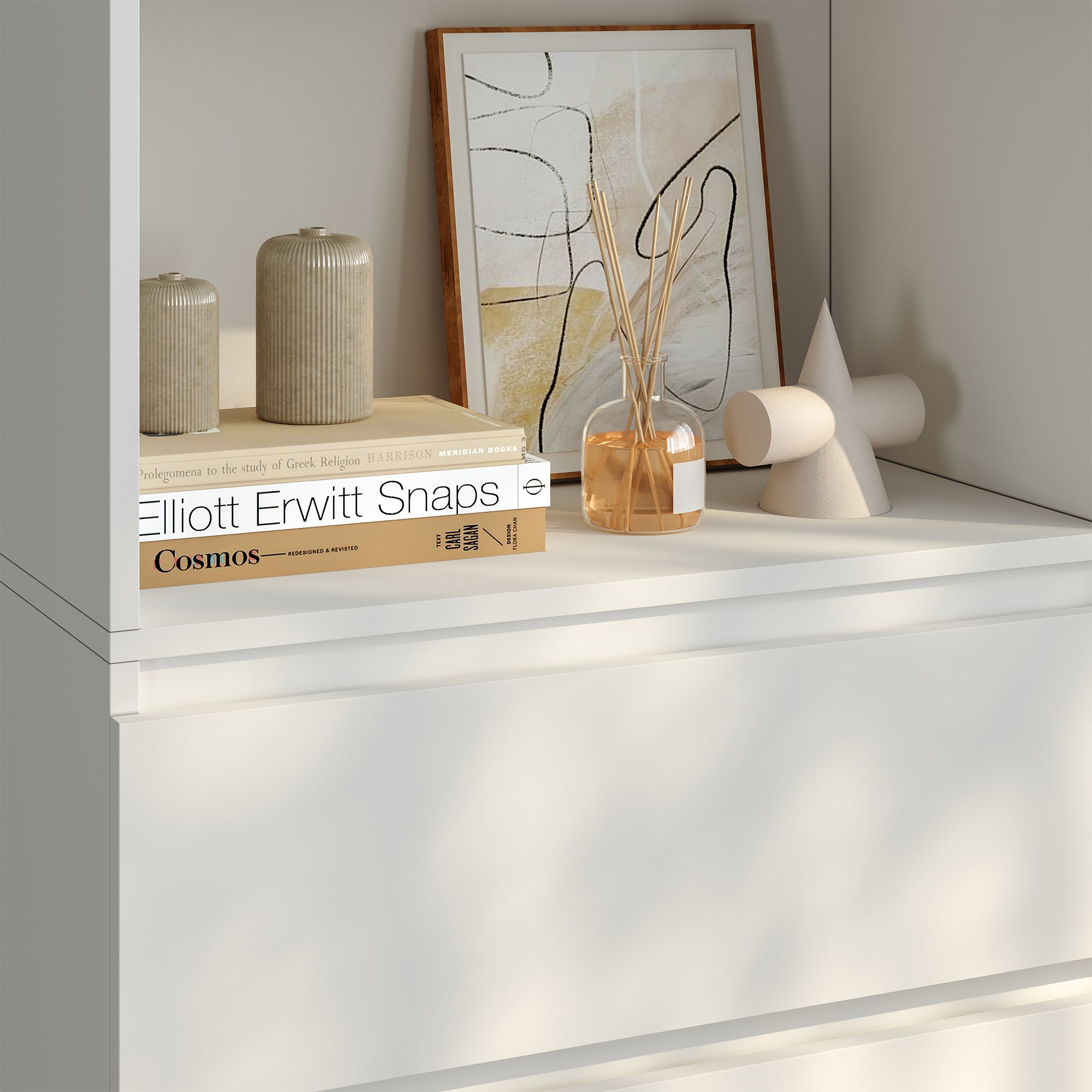 Libreria LES con 3 Scomparti e 3 Cassetti Scaffale Contenitore 180x60x35 cm Bianco [en.casa]