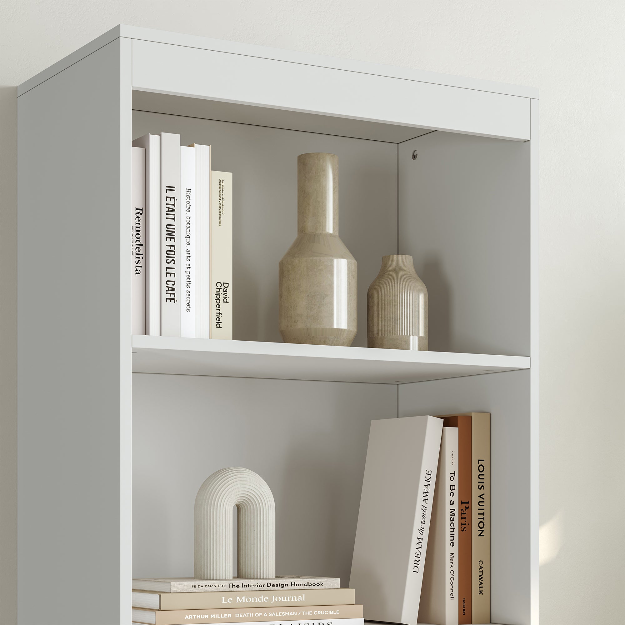 Libreria LES con 3 Scomparti e 3 Cassetti Scaffale Contenitore 180x60x35 cm Bianco [en.casa]
