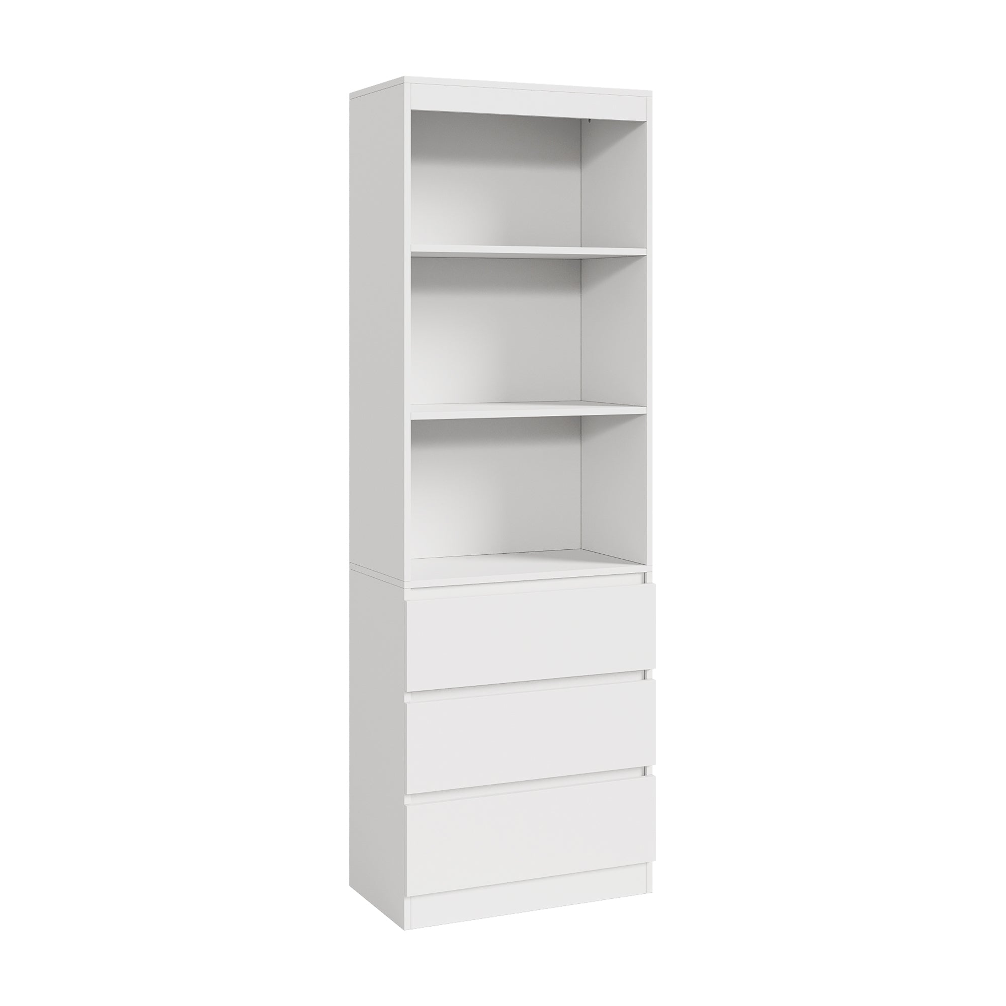 Libreria LES con 3 Scomparti e 3 Cassetti Scaffale Contenitore 180x60x35 cm Bianco [en.casa]