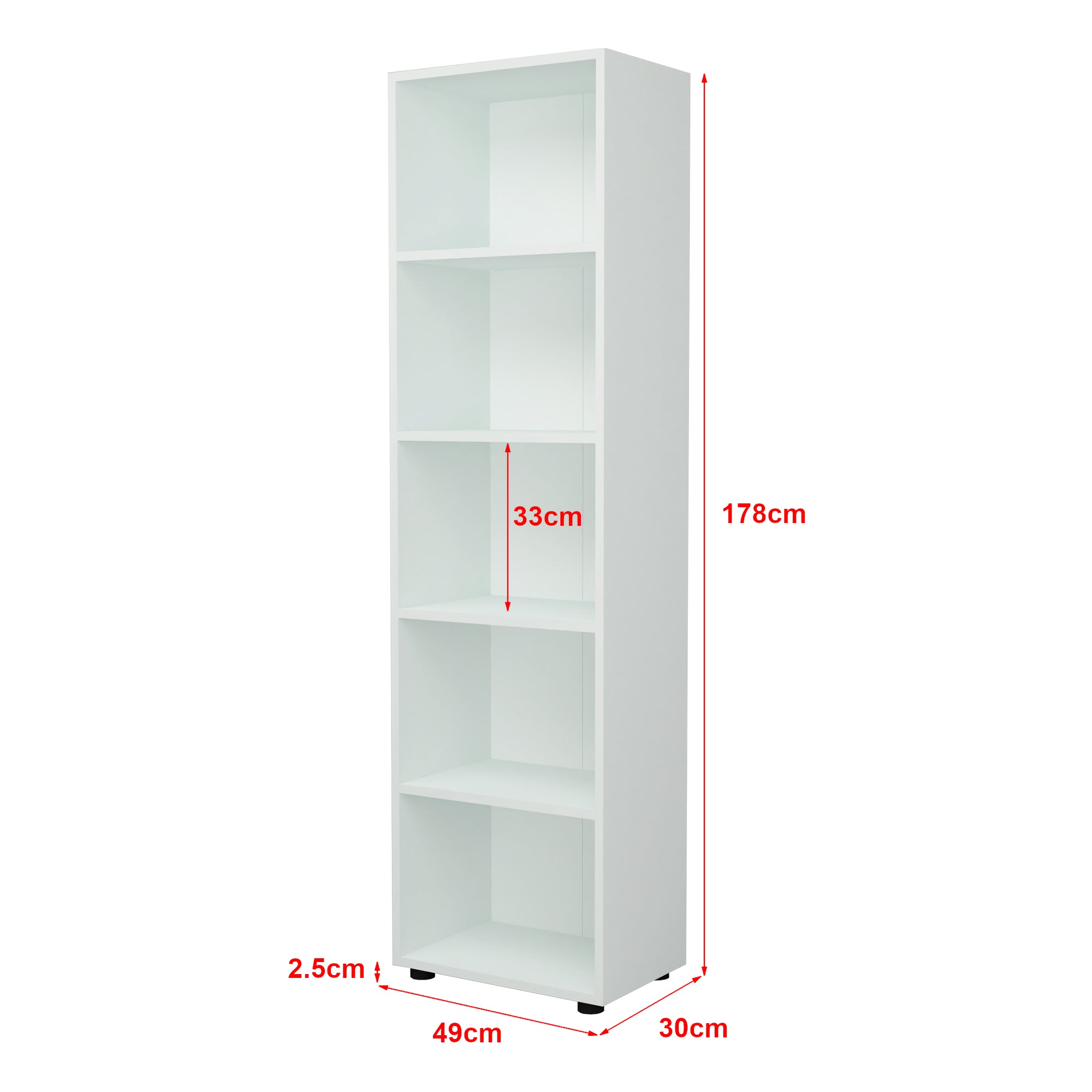 Libreria 'Vara' Altezza: 178 cm Scaffale a Terra con 5 Scomparti Aperti - Bianco [en.casa]