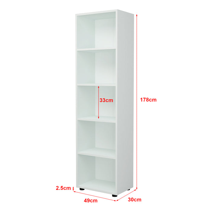 Libreria 'Vara' Altezza: 178 cm Scaffale a Terra con 5 Scomparti Aperti - Bianco [en.casa]