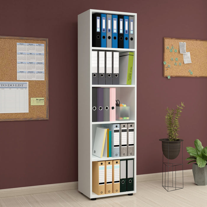 Libreria 'Vara' Altezza: 178 cm Scaffale a Terra con 5 Scomparti Aperti - Bianco [en.casa]