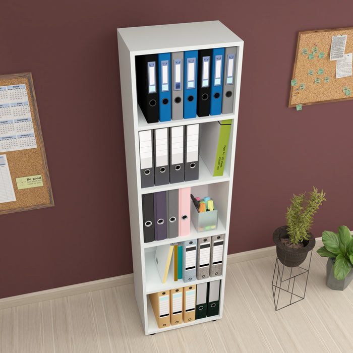 Libreria 'Vara' Altezza: 178 cm Scaffale a Terra con 5 Scomparti Aperti - Bianco [en.casa]