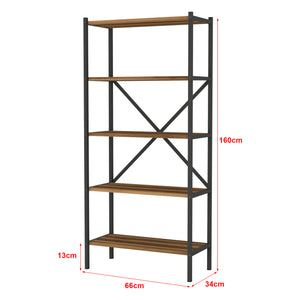 Scaffale da Terra 'Tomelilla' Mobile da Stoccaggio a 5 Ripiani - Effetto Noce [en.casa]