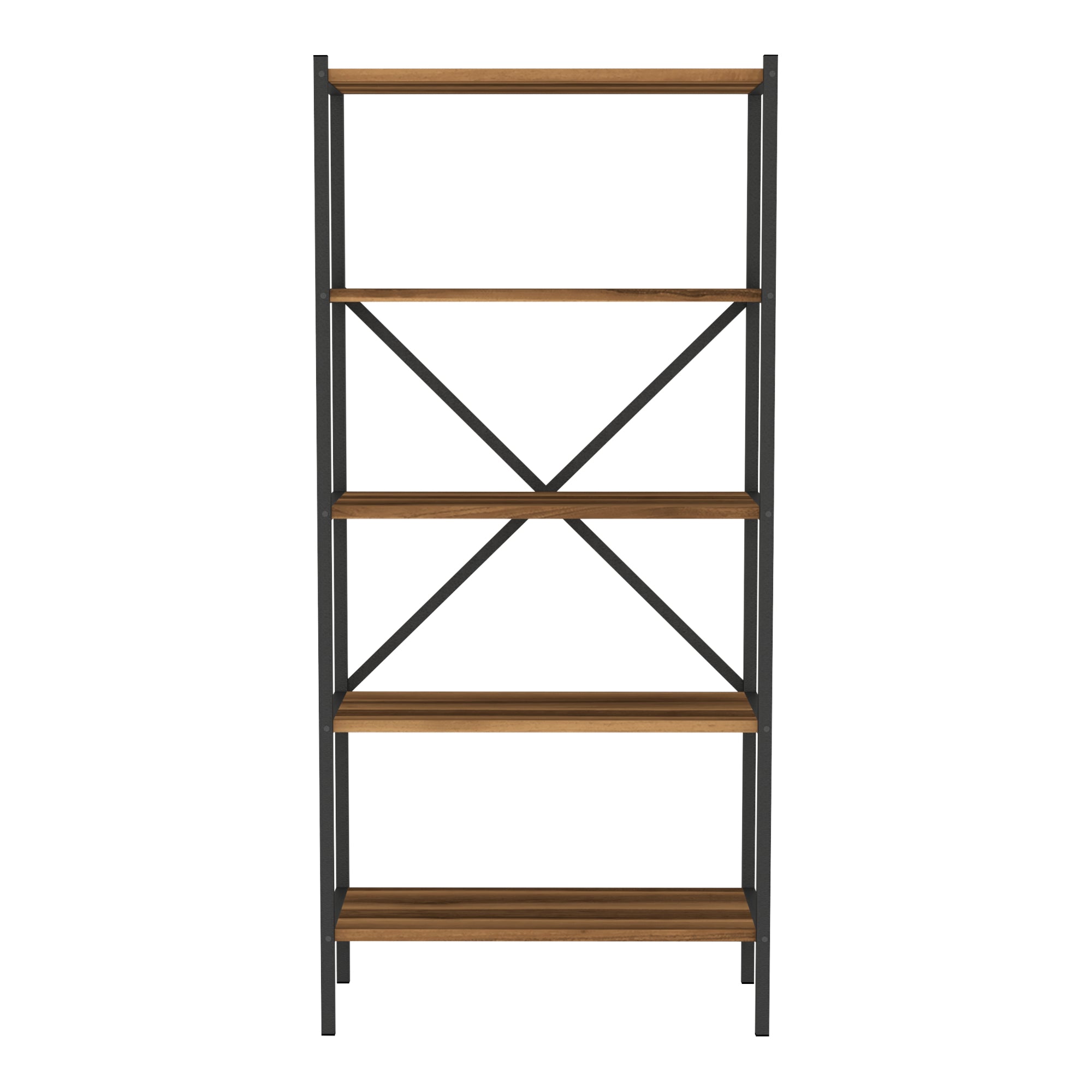 Scaffale da Terra 'Tomelilla' Mobile da Stoccaggio a 5 Ripiani - Effetto Noce [en.casa]