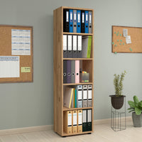 Libreria 'Vara' Altezza 178 cm Scaffale a Terra con 5 Scomparti Aperti - Effetto Rovere [en.casa]