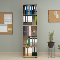 Libreria 'Vara' Altezza 178 cm Scaffale a Terra con 5 Scomparti Aperti - Effetto Rovere [en.casa]