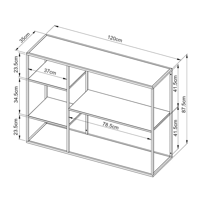 Scaffale Basso da Terra Isojoki Libreria in Acciaio 120 x 35 x 88 cm - Bianco Opaco [en.casa]
