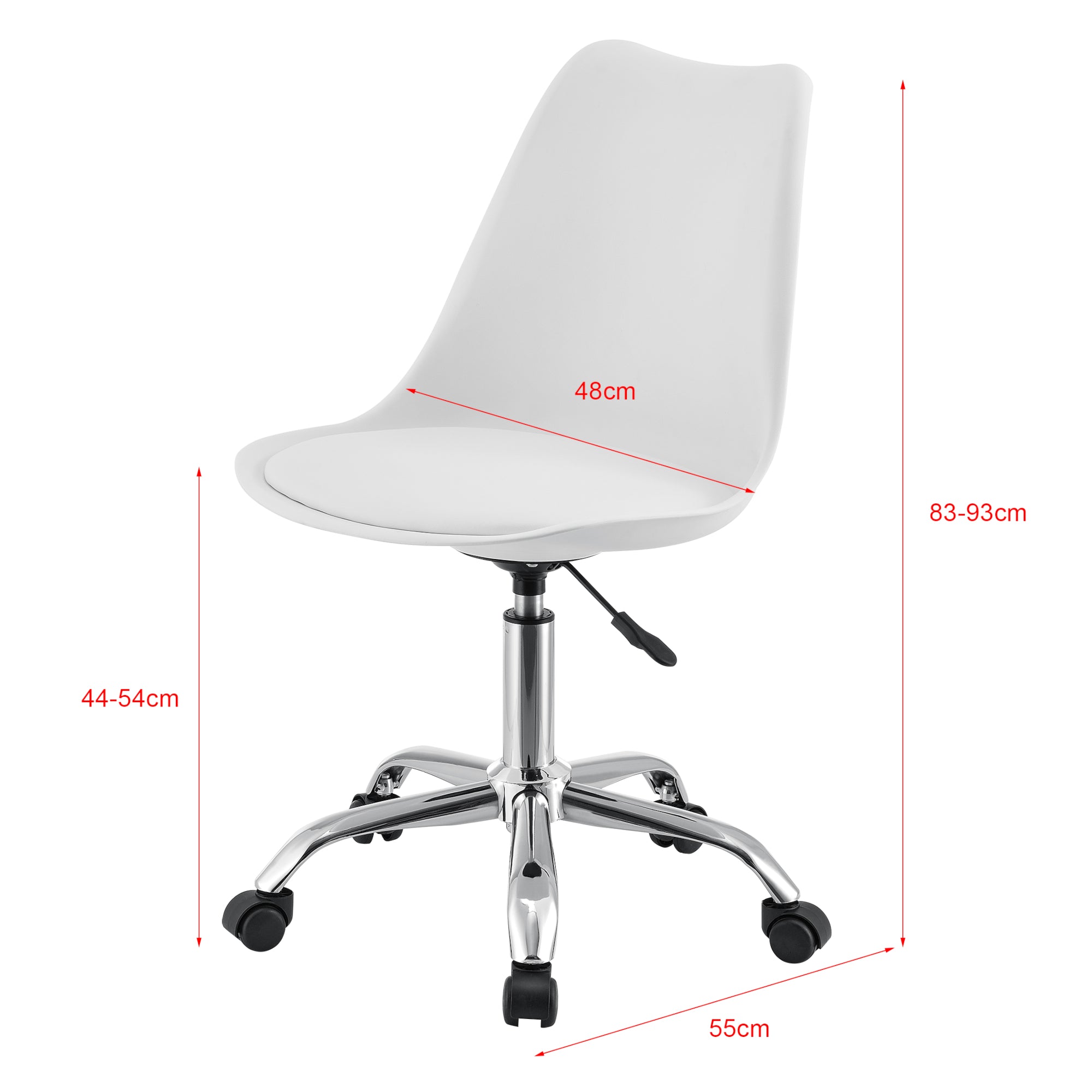 Sedia Girevole da Scrivania Regolabile in Altezza tra 44-54 cm Sedia da Ufficio con 5 Rotelle e Seduta Imbottita