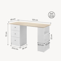 Scrivania Lemberg con Cassetti e Ripiani - Bianco / Effetto Rovere [en.casa]