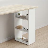 Scrivania Lemberg con Cassetti e Ripiani - Bianco / Effetto Rovere [en.casa]