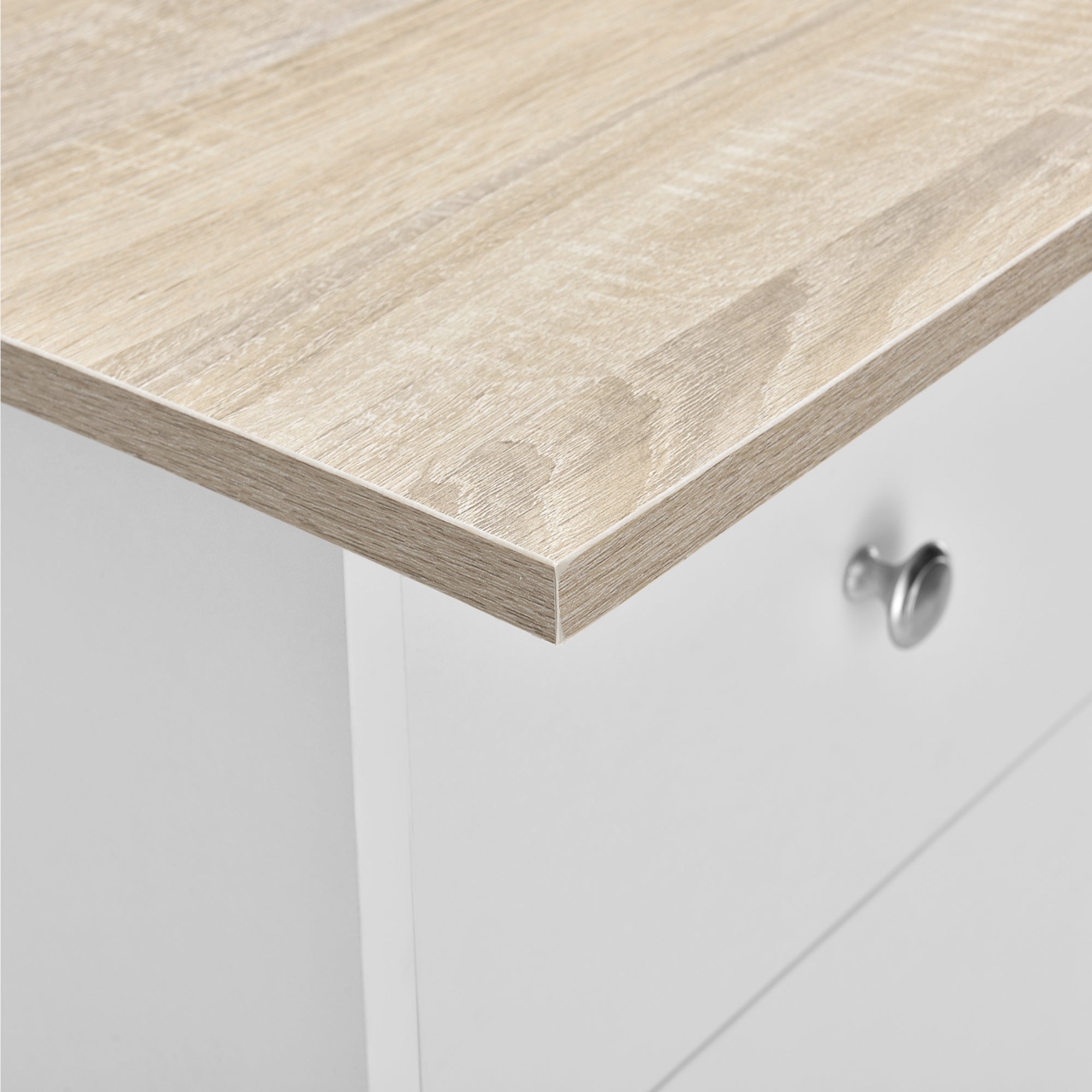 Scrivania Lemberg con Cassetti e Ripiani - Bianco / Effetto Rovere [en.casa]