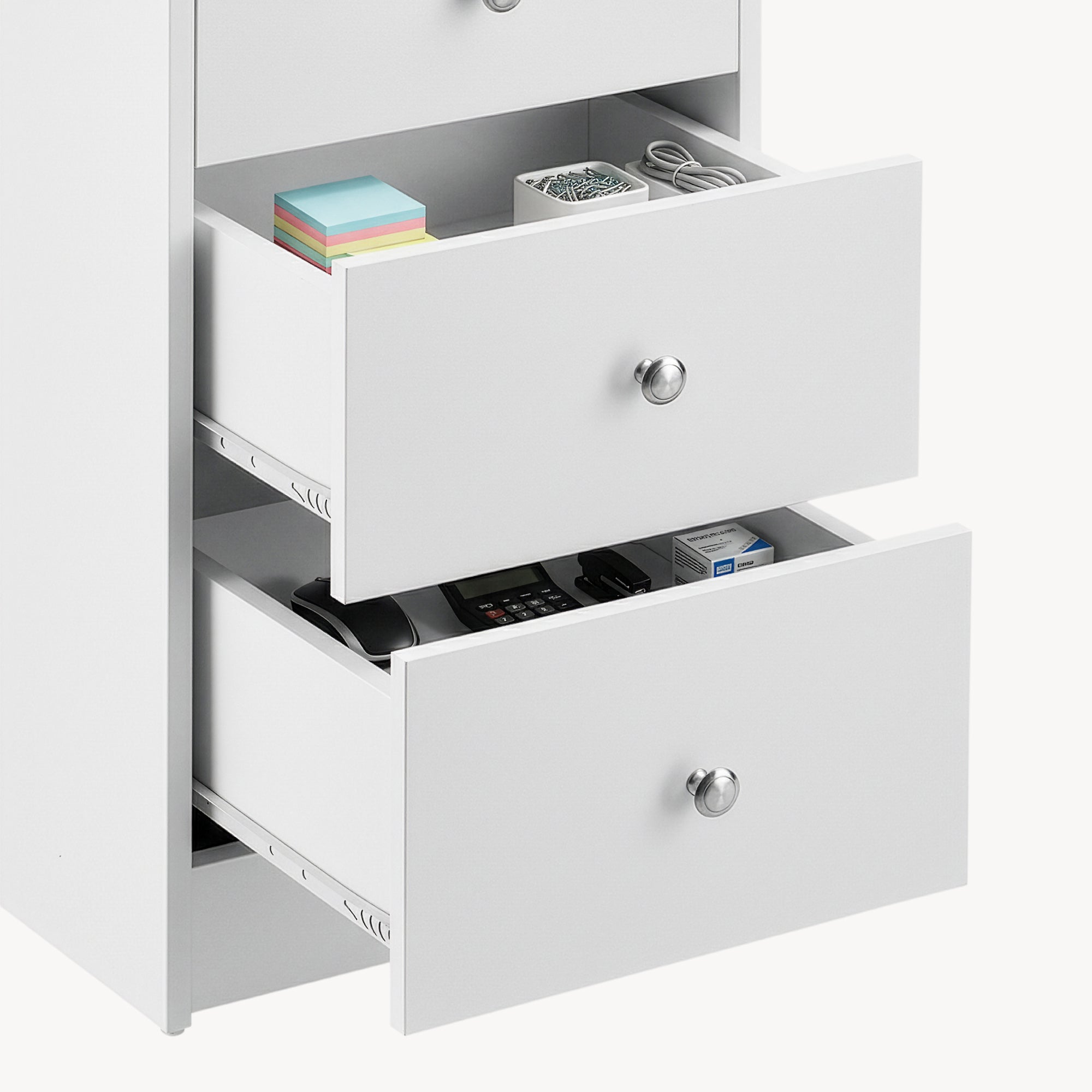 Scrivania Lemberg con Cassetti e Ripiani - Bianco / Effetto Rovere [en.casa]