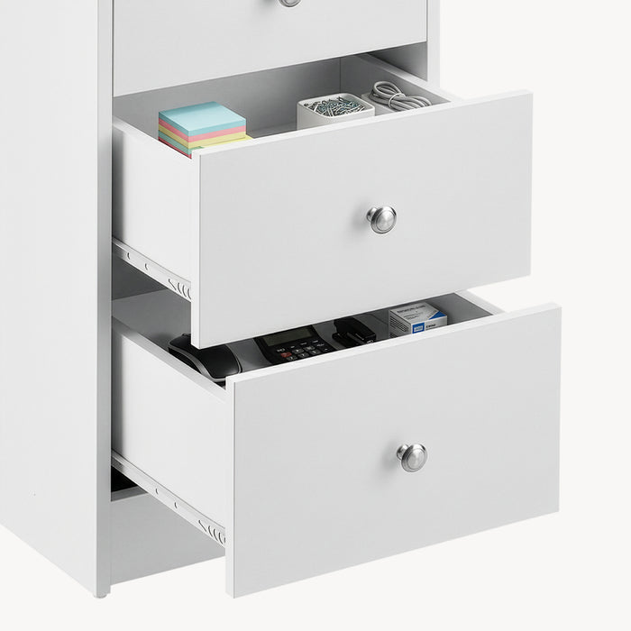 Scrivania Lemberg con Cassetti e Ripiani - Bianco / Effetto Rovere [en.casa]