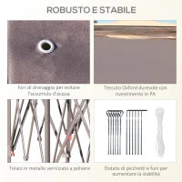 Gazebo Pieghevole da Giardino 4x3.4 m ad Altezza Regolabile con Zanzariera e Doppio Tetto, Beige