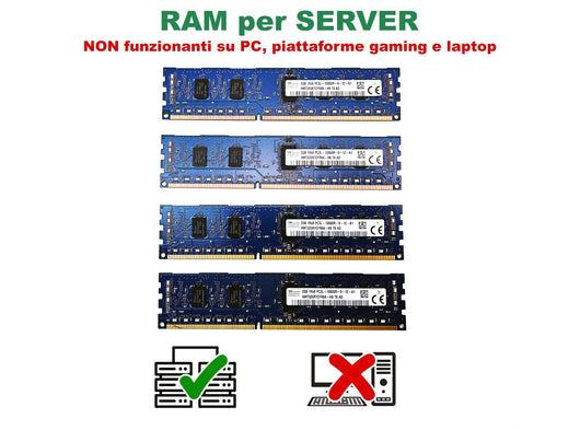 Bundle 4×2 GB RAM Server Hynix HMT325R7CFR8A PC3L-10600R 1333 MHz ECC Registered – Ricondizionate