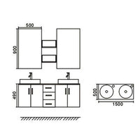 Mobile Bagno nero 150 cm Lavabo Incluso – Butterfly