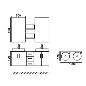Mobile Bagno nero 150 cm Lavabo Incluso – Butterfly