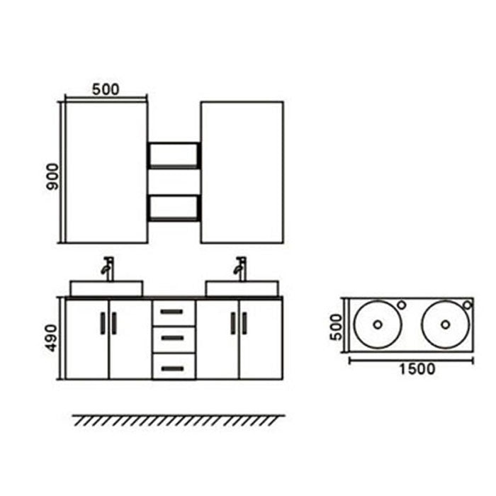 Mobile Bagno nero 150 cm Lavabo Incluso – Butterfly