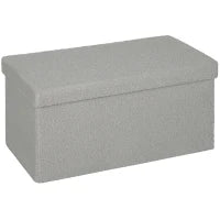 Panca Contenitore Imbottita con Coperchio, 76x38x38 cm, Grigio Chiaro