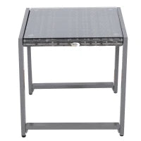 Tavolino da Caffè da Giardino Piano in Vetro Temperato in Rattan Alluminio 50 x 49,5 x 50 cm