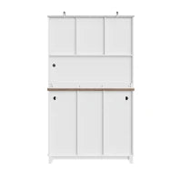 Mobile alto per cucina con illuminazione LED, 106x40x179,5 cm, Legno e Bianco