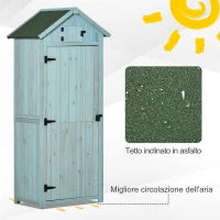 Casetta da Giardino Porta Attrezzi in Legno con 3 Ripiani, 77x54.2x179cm, Blu