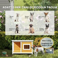 Cuccia per Cani da Esterno in Legno di Abete con Veranda Coperta e Tetto Inclinabile, 85.5x62x60 cm, Multicolore