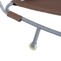 Lettino Prendisole 2 Posti, Design Contemporaneo, Tetto Regolabile, 2 Ruote, 2 Cuscini, Acciaio Epoxy Poliestere, Marrone scuro