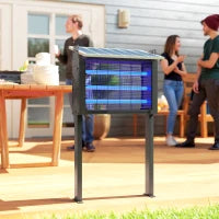 Lampada Antizanzare per Esterno a Energia Solare con 60 LED e Rete di Protezione, Nero