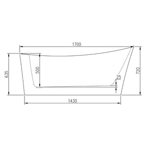 Vasca da bagno free standing bianca con piletta e troppopieno cm 170 *** confezione 1