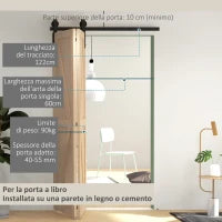 Kit per Porta Scorrevole Pieghevole in Acciaio al Carbonio Nero 122x0.5x4 cm