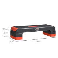 Step Fitness per Aerobica Regolabile su 3 Altezze 10-15-20 cm in Plastica, Nero e Rosso