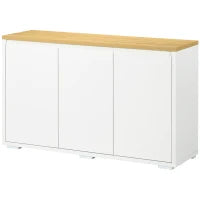 Mobile Multiuso con 2 Armadietti a 2 Livelli in Truciolato, Ripiano regolabile, 120x37x75cm Bianco e Color legno