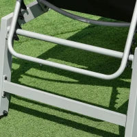 Lettino Sdraio Prendisole in Alluminio e Texteline | Schienale Regolabile, Nero e Grigio, 2 Ruote | 169 x 65 x 102cm