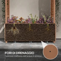 Fioriera con Grigliato, Fori di Drenaggio e Tettuccio, in Legno di Abete, 112x41x180 cm, Marrone