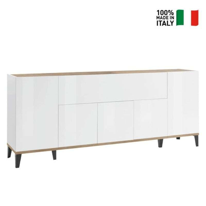 Credenza design moderno 200x40cm 5 ante vano a ribalta Stephanie Wood